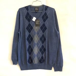 Jos.A.Bank  Blue V Neck Merino Wool Pullover Traveler Sweater *New with Tags*